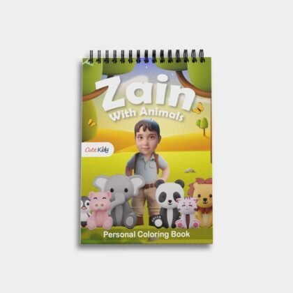 Personalized Kid's Coloring Book with Animals - (3d) Picture for Child, Name -For Girls & Boys - (A4)
