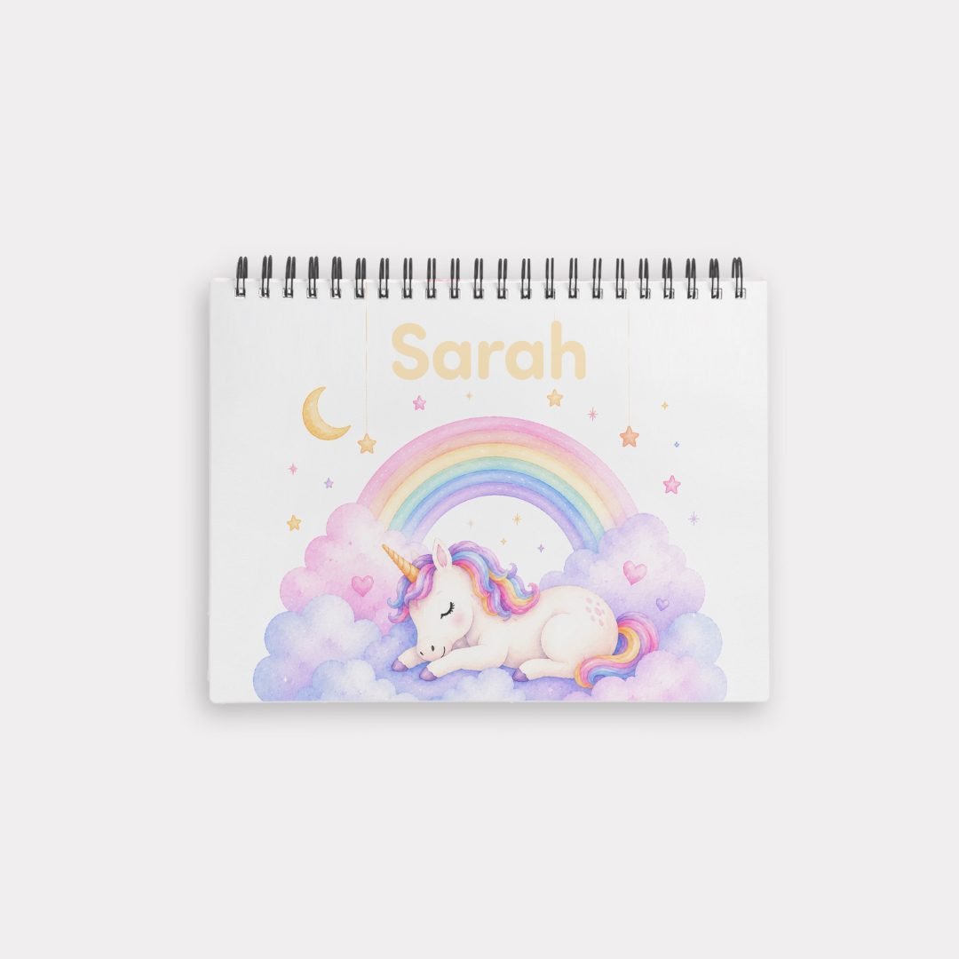 Personalized Colouring Gift Set for Girls - Unicorn Colour Book (A4- 42 - Papers) with Child's Name + Certificate + Colour Pencils + Greeting Card + A6 notebook - الصورة 9