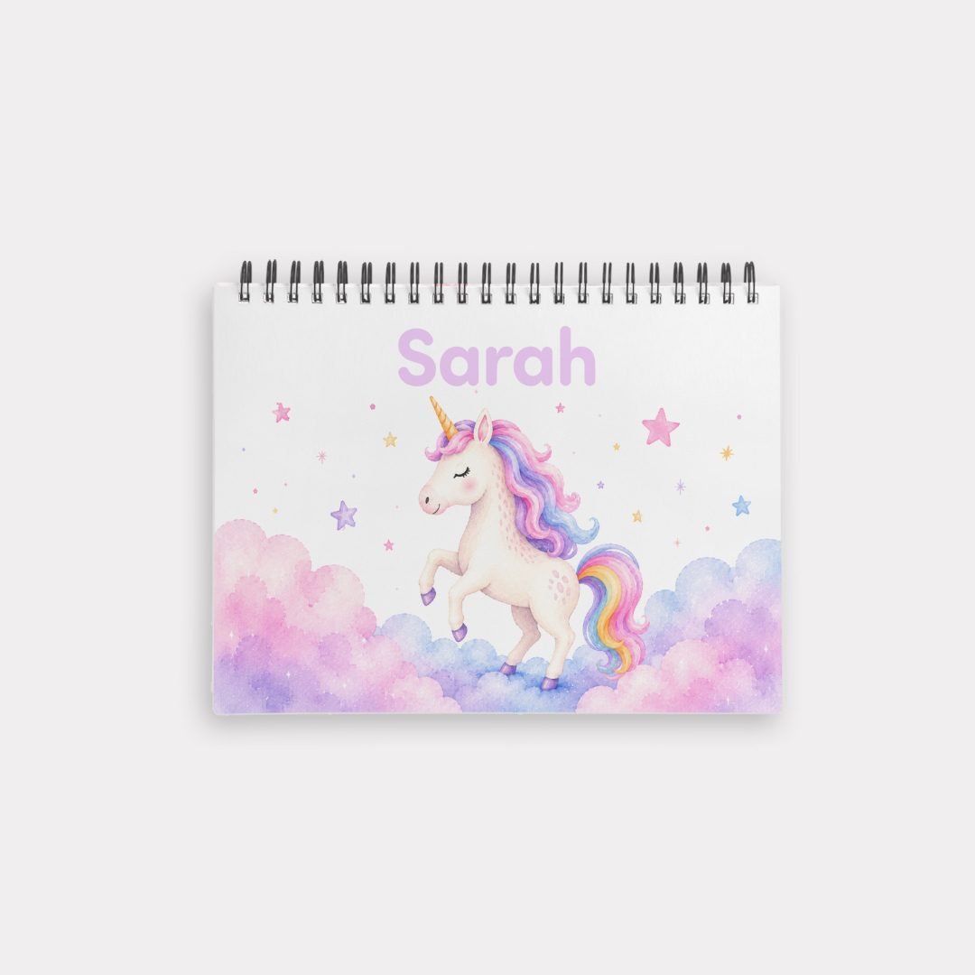 Personalized Colouring Gift Set for Girls - Unicorn Colour Book (A4- 42 - Papers) with Child's Name + Certificate + Colour Pencils + Greeting Card + A6 notebook - الصورة 7