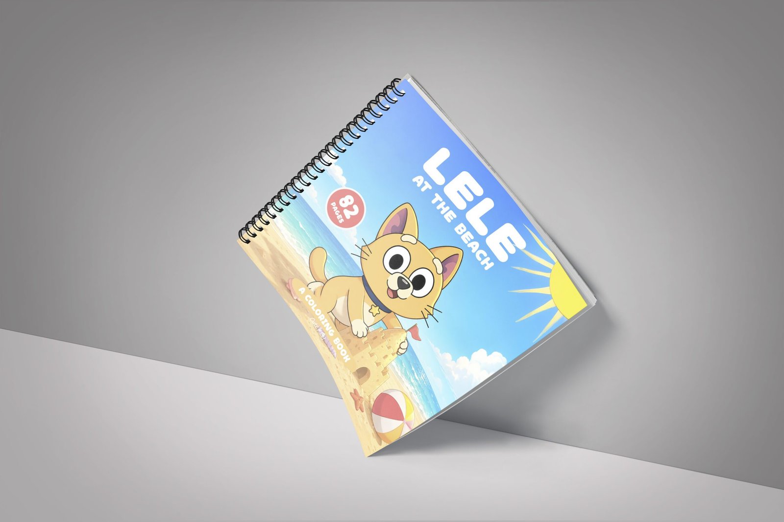Lele Cat at the Beach Coloring Book for Kids – Wire-O, Personalized with Picture, Name & Certificate for your Child - الصورة 2