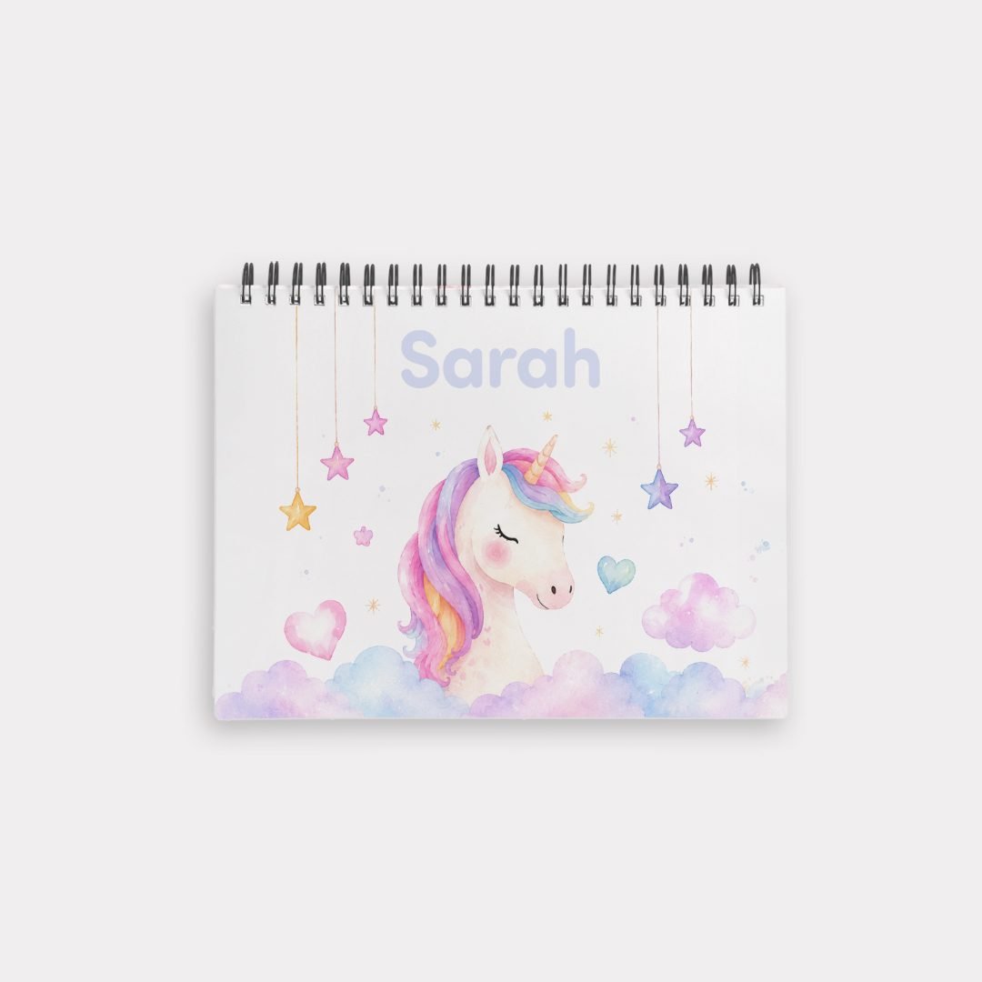 Personalized Colouring Gift Set for Girls - Unicorn Colour Book (A4- 42 - Papers) with Child's Name + Certificate + Colour Pencils + Greeting Card + A6 notebook - الصورة 6