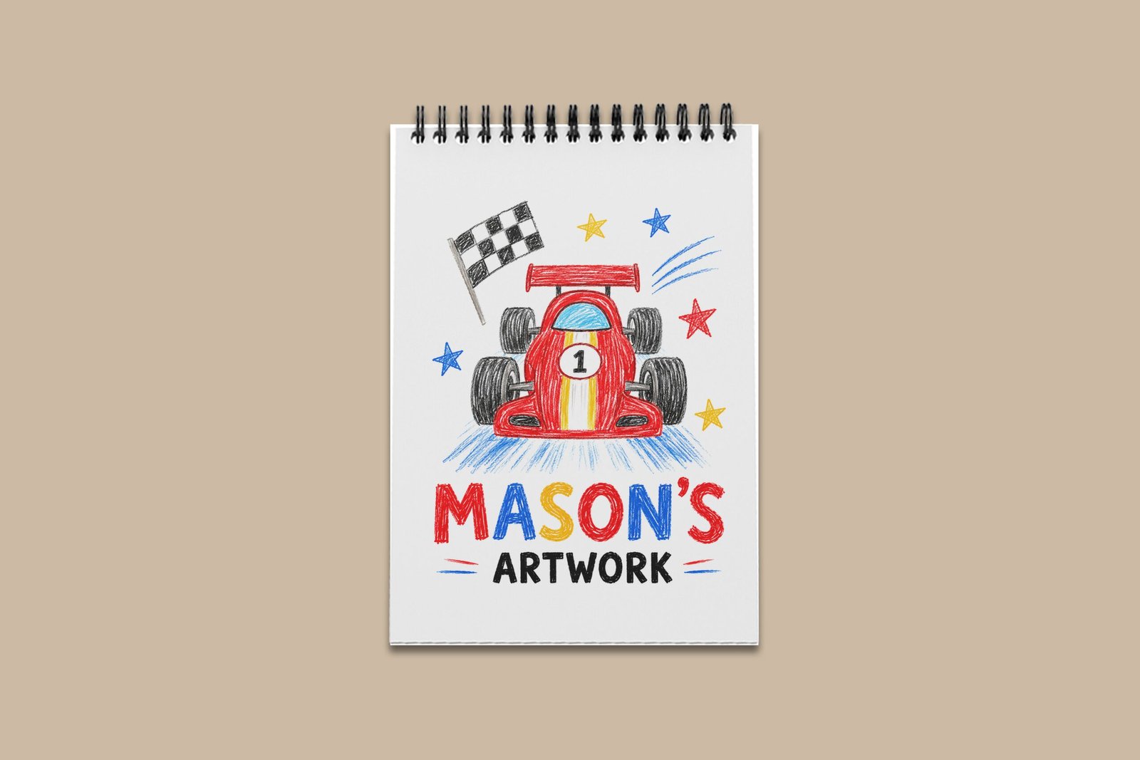 Kids Personalized Sketchbook, Custom Drawing Art Pad Books with Name, Stocking Stuffers, Boys Party Favor gifts, 5.5” x 8.5” (A5)