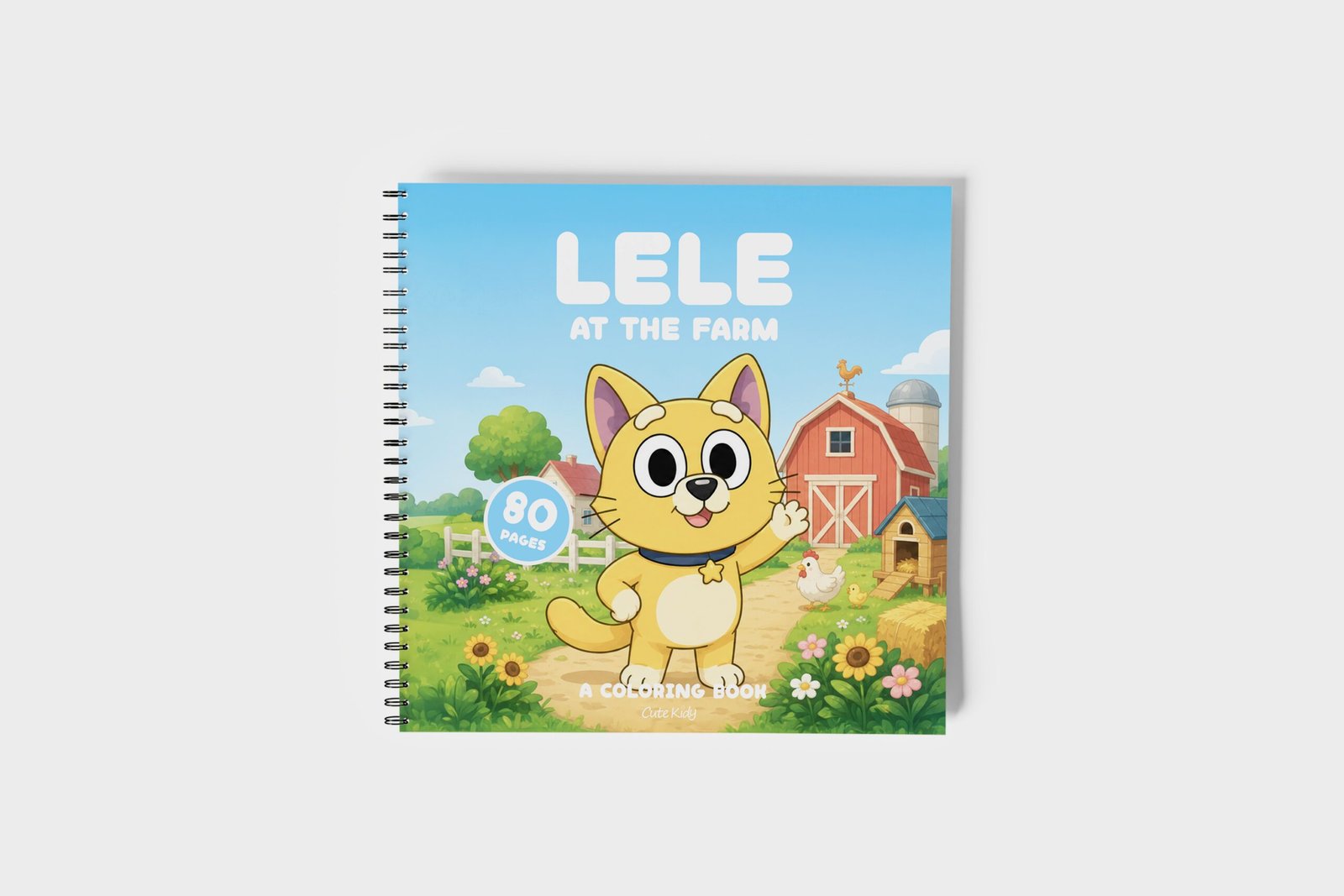 Lele Cat at the Farm Coloring Book for Kids – Wire-O, Personalized with Picture, Name & Certificate for your Child.