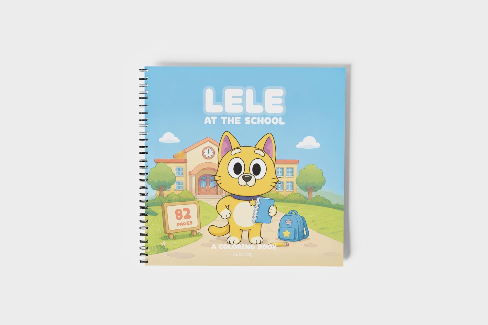 Lele Cat at the School Coloring Book for Kids – Wire-O, Personalized with Picture, Name & Certificate for your Child