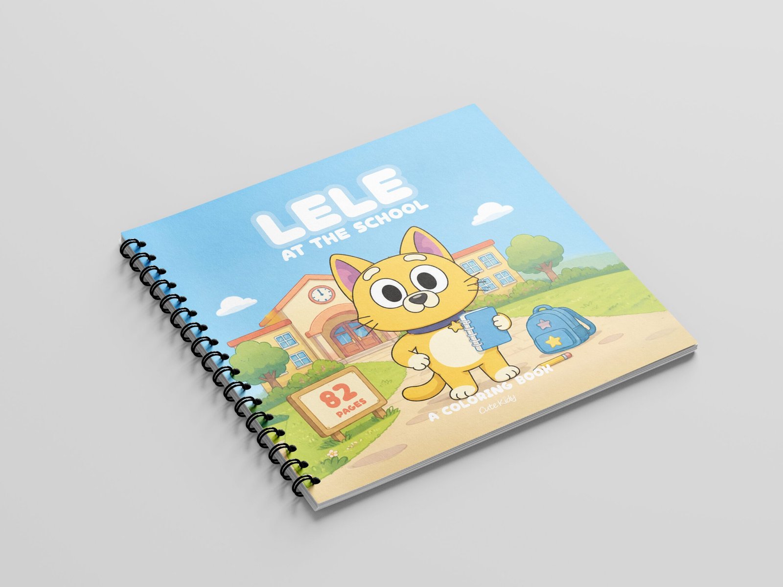 Lele Cat at the School Coloring Book for Kids – Wire-O, Personalized with Picture, Name & Certificate for your Child - الصورة 2
