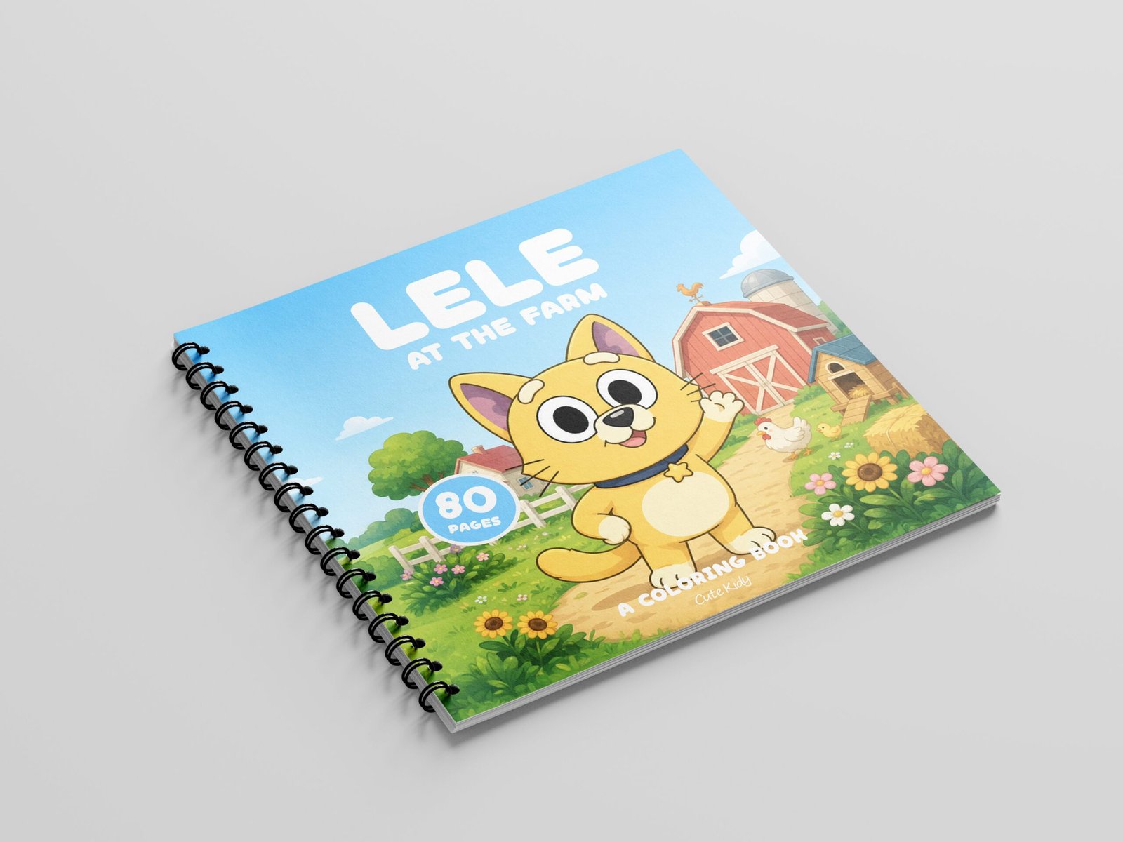 Lele Cat at the Farm Coloring Book for Kids – Wire-O, Personalized with Picture, Name & Certificate for your Child. - الصورة 3