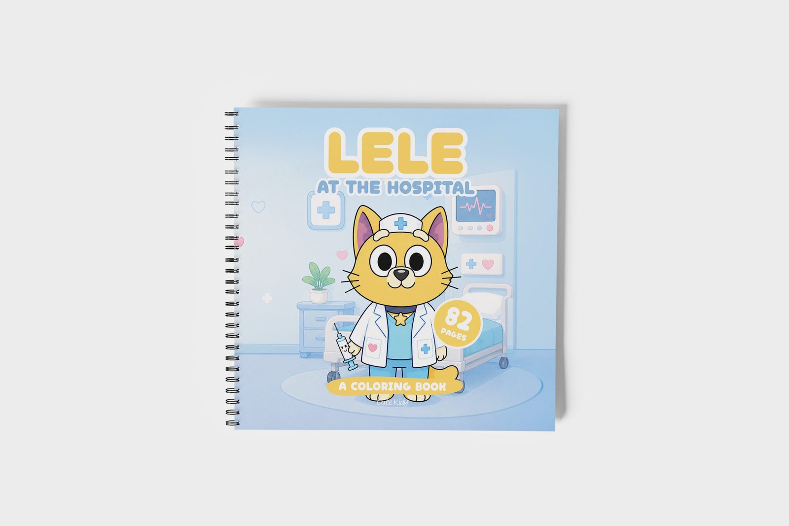 Lele Cat at the Hospital Coloring Book for Kids – Wire-O, Personalized with Picture, Name & Certificate for your Child