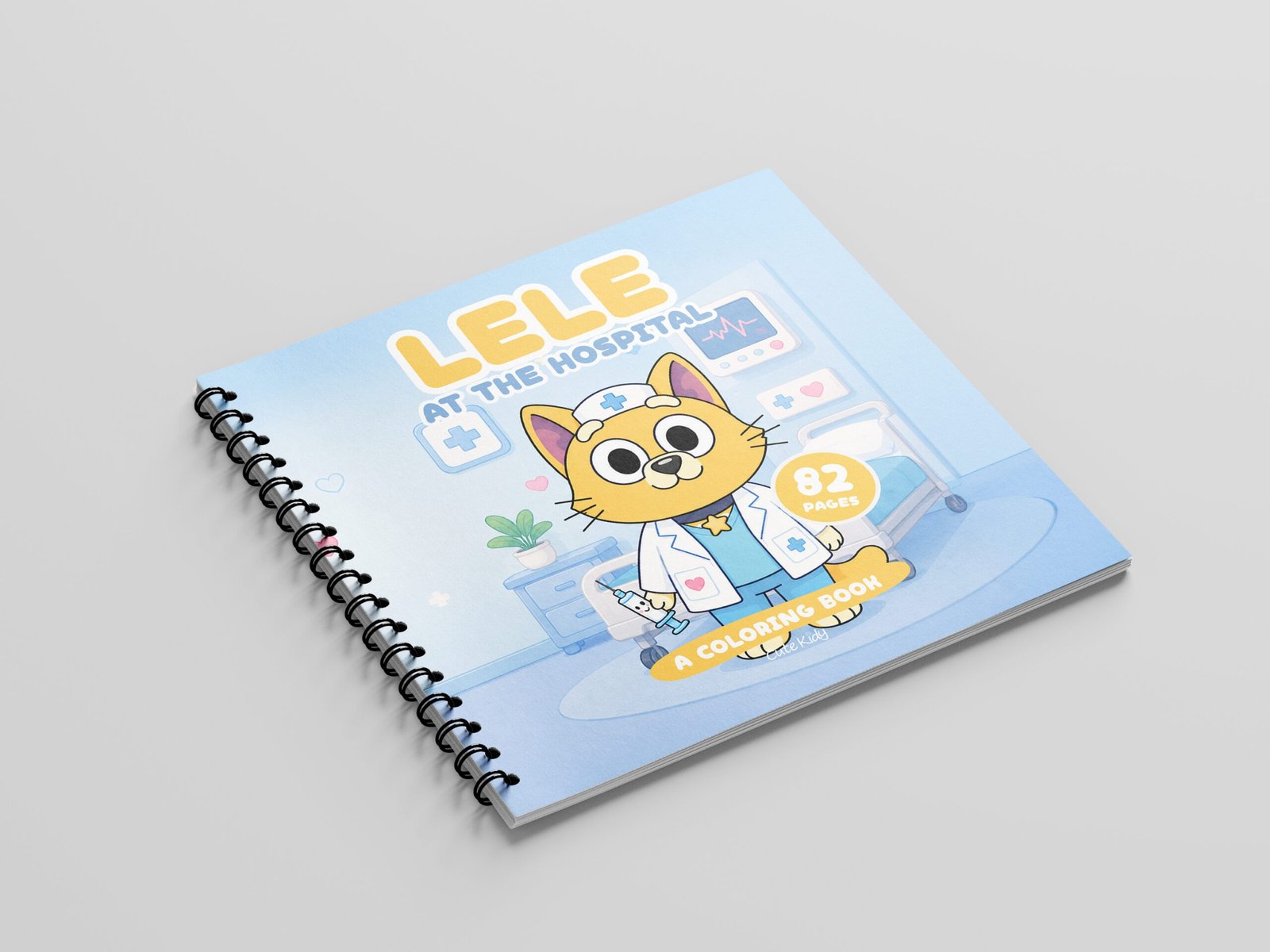 Lele Cat at the Hospital Coloring Book for Kids – Wire-O, Personalized with Picture, Name & Certificate for your Child - الصورة 3