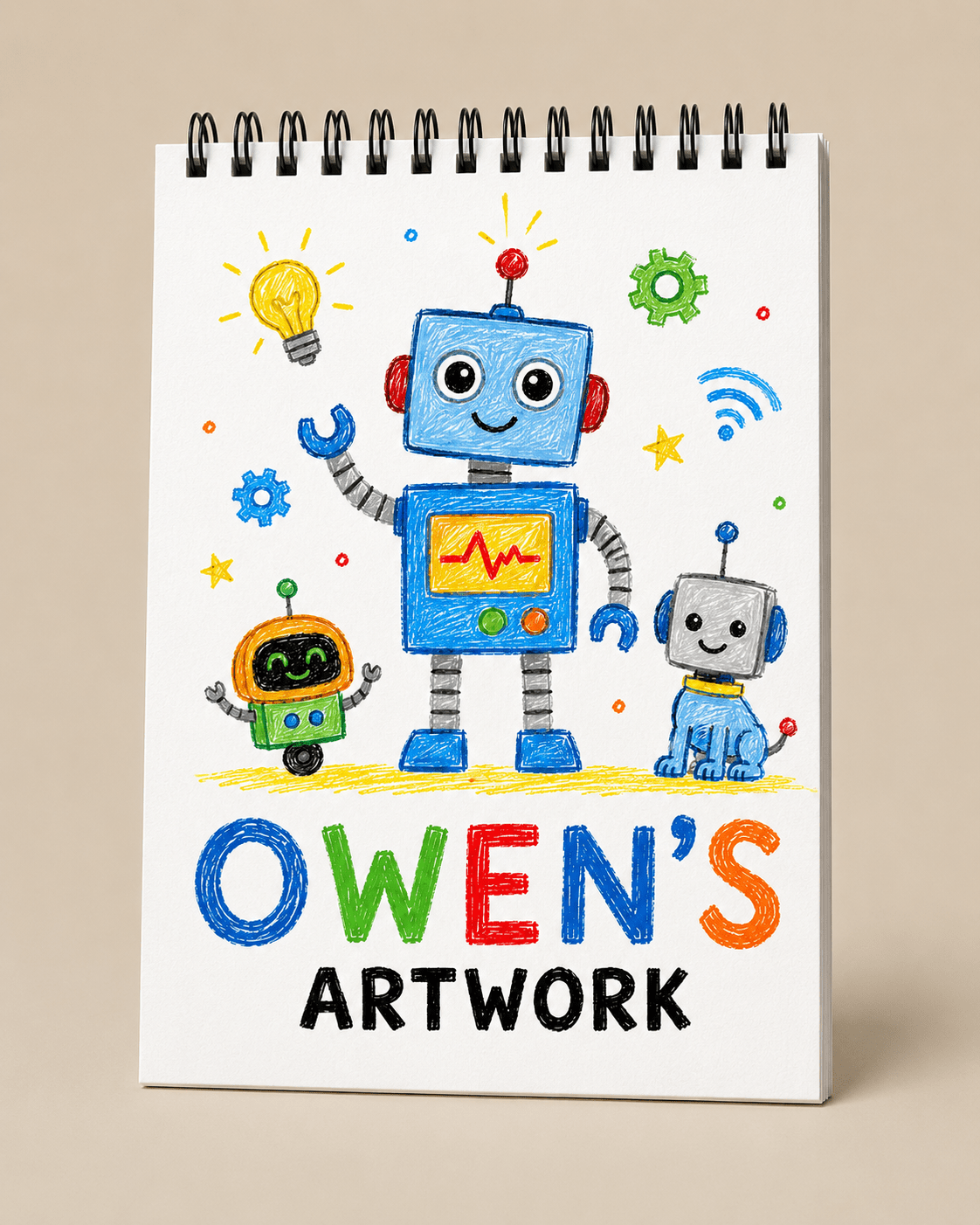 Kids Personalized Sketchbook, Custom Drawing Art Pad Books with Name, Stocking Stuffers, Boys Party Favor gifts, 5.5” x 8.5” (A5) - الصورة 9