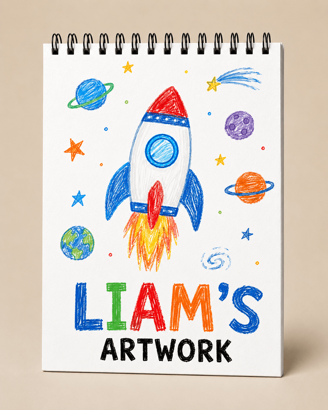 Kids Personalized Sketchbook, Custom Drawing Art Pad Books with Name, Stocking Stuffers, Boys Party Favor gifts, 5.5” x 8.5” (A5) - الصورة 5
