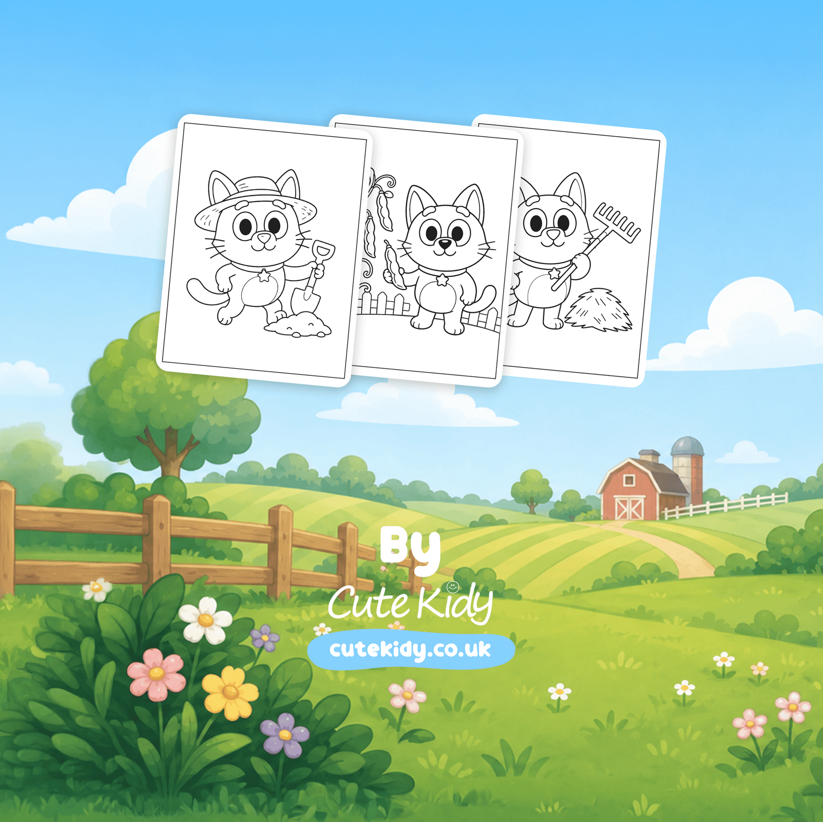 Lele Cat at the Farm Coloring Book for Kids – Wire-O, Personalized with Picture, Name & Certificate for your Child. - الصورة 4
