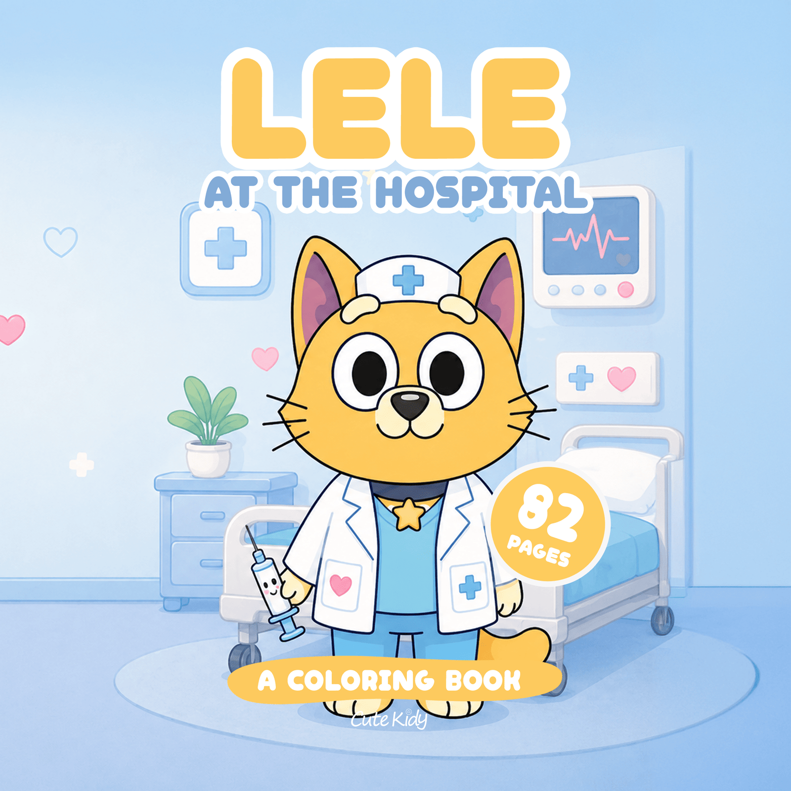 Lele Cat at the Hospital Coloring Book for Kids – Wire-O, Personalized with Picture, Name & Certificate for your Child - الصورة 4