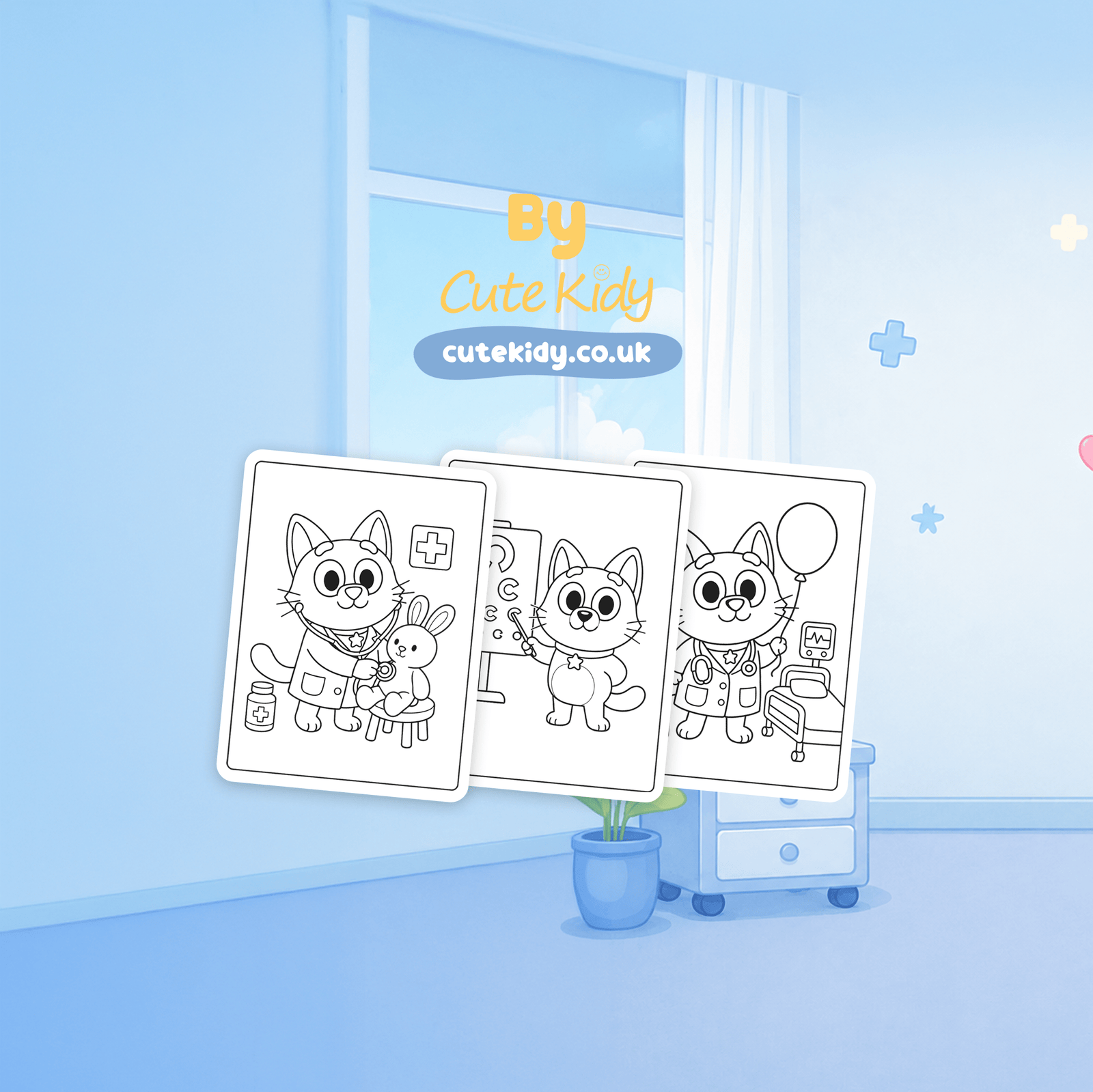 Lele Cat at the Hospital Coloring Book for Kids – Wire-O, Personalized with Picture, Name & Certificate for your Child - الصورة 5