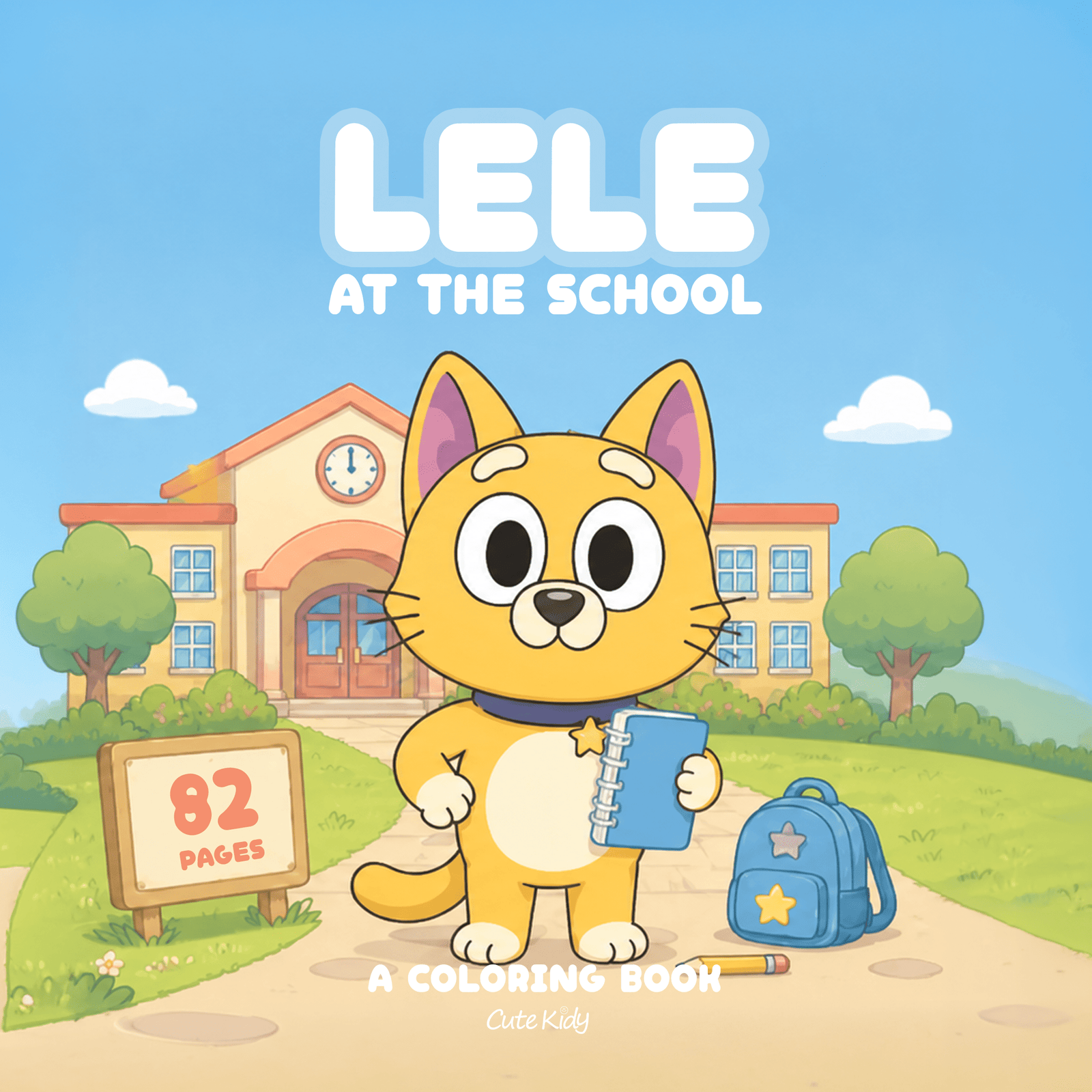 Lele Cat at the School Coloring Book for Kids – Wire-O, Personalized with Picture, Name & Certificate for your Child - الصورة 4
