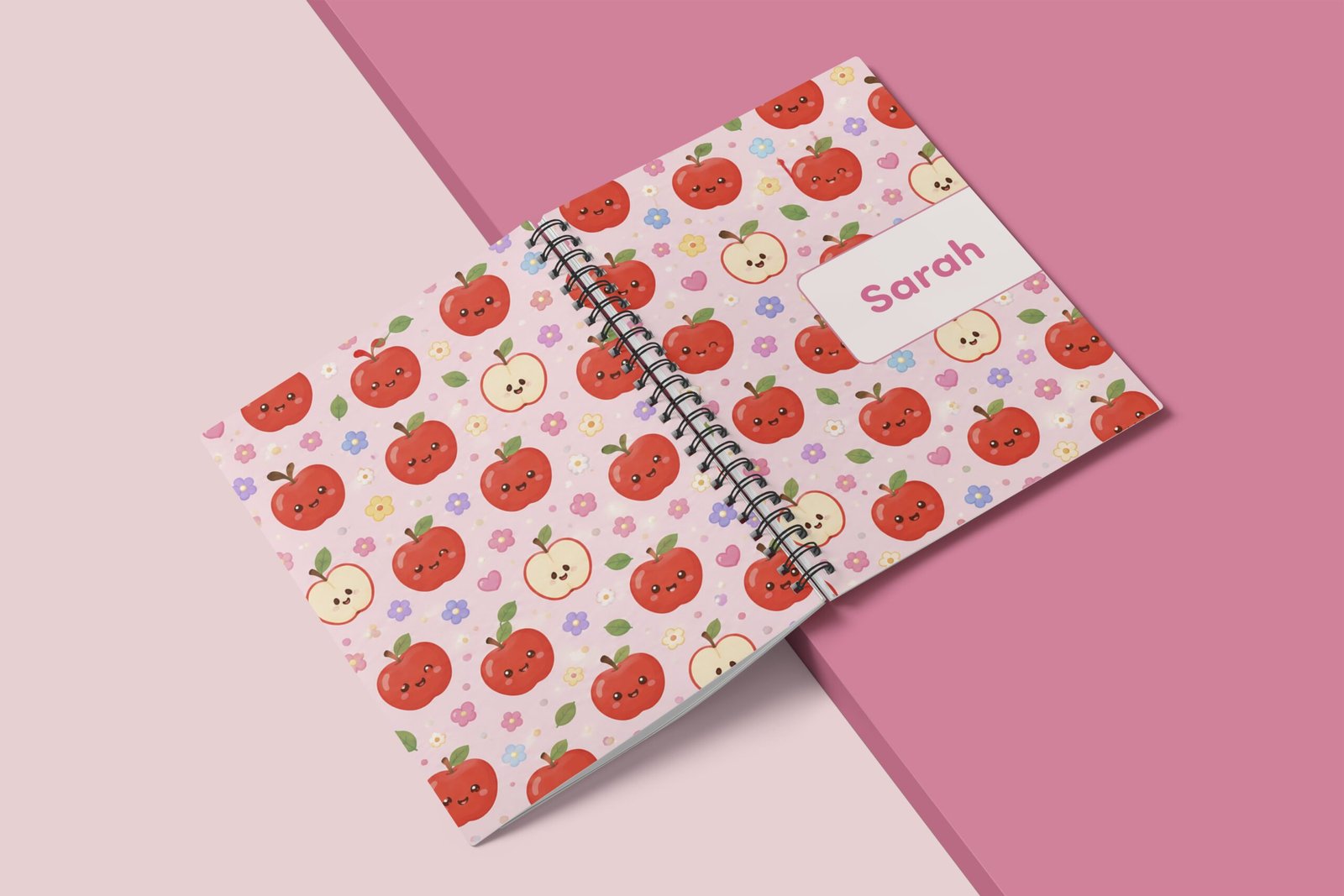 Fruits notebooks for Kids, Wire-O, Personalized with Name, 100 pages (50 paper),A5 or A4, Softcover or Hardcover - الصورة 2