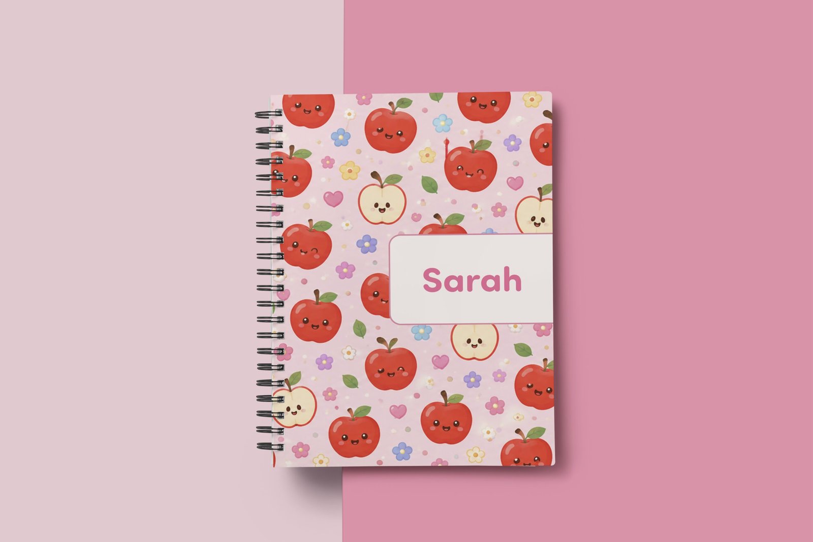 Fruits notebooks for Kids, Wire-O, Personalized with Name, 100 pages (50 paper),A5 or A4, Softcover or Hardcover
