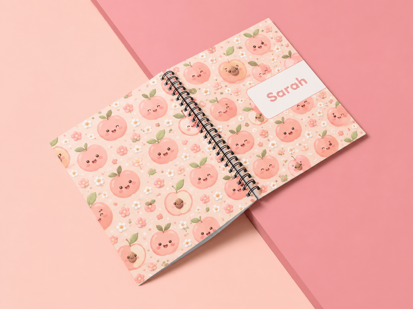 Fruits notebooks for Kids, Wire-O, Personalized with Name, 100 pages (50 paper),A5 or A4, Softcover or Hardcover - الصورة 8