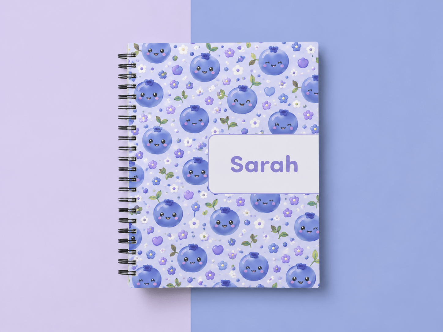 Fruits notebooks for Kids, Wire-O, Personalized with Name, 100 pages (50 paper),A5 or A4, Softcover or Hardcover - الصورة 6