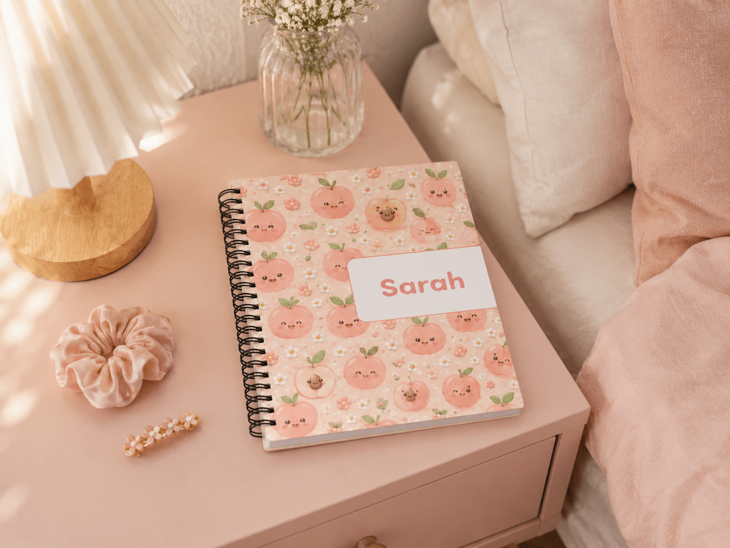 Fruits notebooks for Kids, Wire-O, Personalized with Name, 100 pages (50 paper),A5 or A4, Softcover or Hardcover - الصورة 10