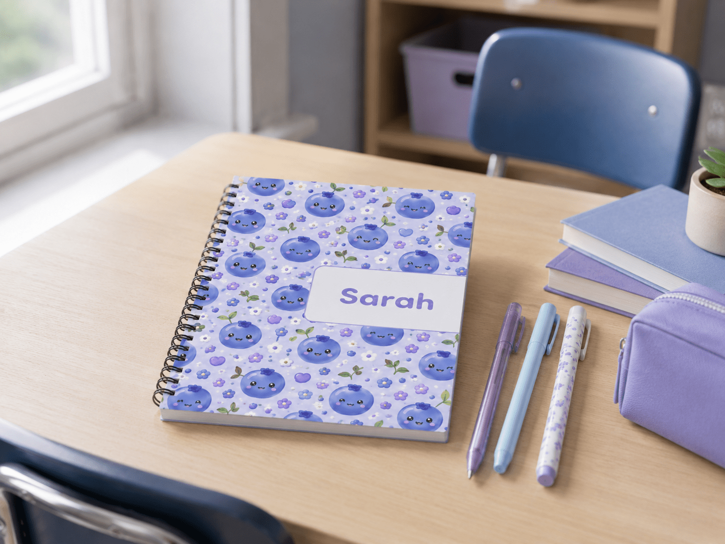 Fruits notebooks for Kids, Wire-O, Personalized with Name, 100 pages (50 paper),A5 or A4, Softcover or Hardcover - الصورة 9